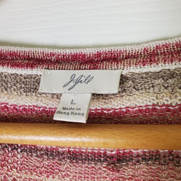 J. Jill Linen Blend Striped Knitted Button Front Cardigan Size L - Picture 5 of 6